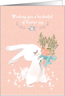 Easter Bunny with Basket of Carrots Peach card