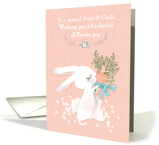 For Aunt & Uncle Easter Bunny with Basket of Carrots Peach card