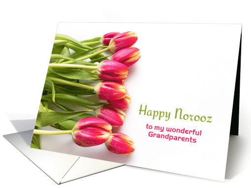 Customize Front Happy Norooz with Pink Tulips card (1514842)
