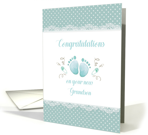 New Grandson Congratulations Polka Dots and Lace card (1516488)