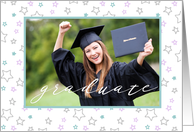 Graduation Pastel Stars Photo Card