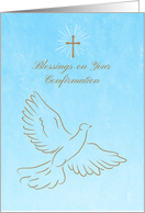Congratulatons Confirmation Dove with Cross on Blue card