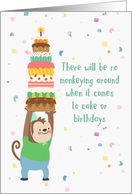 Monkey with Big Birthday Cake card