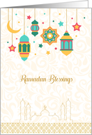 Ramadan Blessings with Colorful Lanterns card