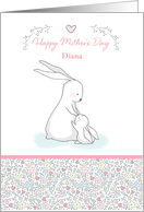 Customized Mother’s Day with Bunnies, Hearts and Flowers card