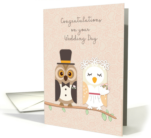 Congratulations Wedding Day Owl Bride and Groom card (1521566)