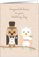 Congratulations Wedding Day Owl Bride and Groom card