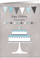 Customize For Him Birthday with Cake and Bunting Banner card