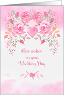 Wedding Day Wishes Pink Roses card
