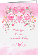 Cousin Birthday Wishes Pink Roses card