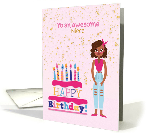 Customize Birthday African American Girl with Cake card (1530716)