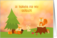 For Grandson Thanksgiving Woodland Animals card