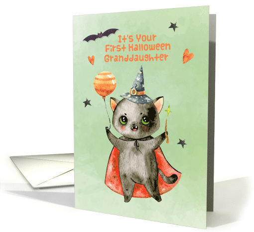For Granddaughter First Halloween Cute Black Cat Witch card (1540250)