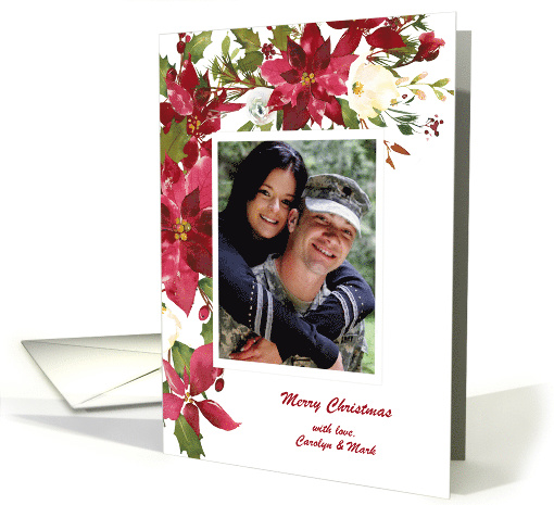 Red Poinsettias Holiday Photo card (1545760)