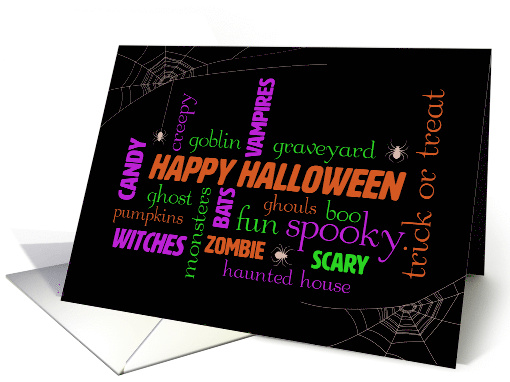 Halloween Word Cloud with Spiders card (1546014)