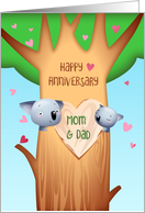 For Mom & Dad Wedding Anniversary with Koala Bears in Tree card