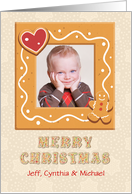 Gingerbread Cookie Merry Christmas Photo Card. card