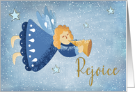 Christmas Angel with Horn Rejoice card