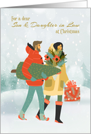 For Son & Daughter in Law Christmas Couple in Snow card