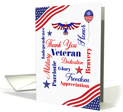 Veteran Thank You Patriotic Word Cloud card (1548560)