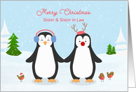 For Sister & Sister in Law Christmas Penguins card