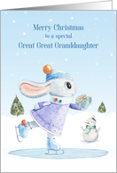 For Great Great Granddaugther Ice Skating Rabbit with Gift card