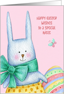 For Niece Easter Bunny with Decorated Egg card
