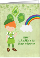 For Great Grandson St. Patrick’s Day Boy with Balloons card