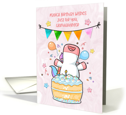 For Granddaughter Happy Unicorn with Birthday Cake card (1562800)