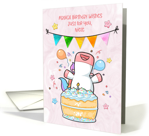 For Niece Happy Unicorn with Birthday Cake card (1563342)