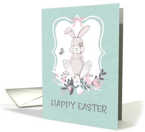 Easter Bunny in Frame with Flowers card (1565728)