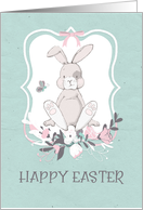 Easter Bunny in Frame with Flowers card