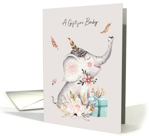 Gift for Baby with Boho Elephant and Feathers card (1566306)