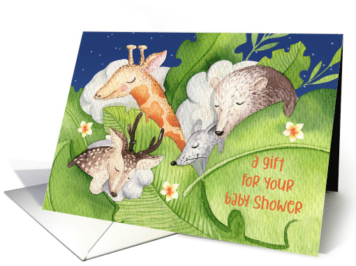 A Gift for Baby Shower with Sweet Sleeping Animals card (1566614)