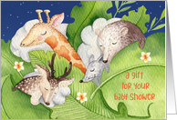 A Gift for Baby Shower with Sweet Sleeping Animals card