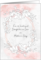 Daughter in Law for Mother’s Day Sketched Floral & Geometric Frame card