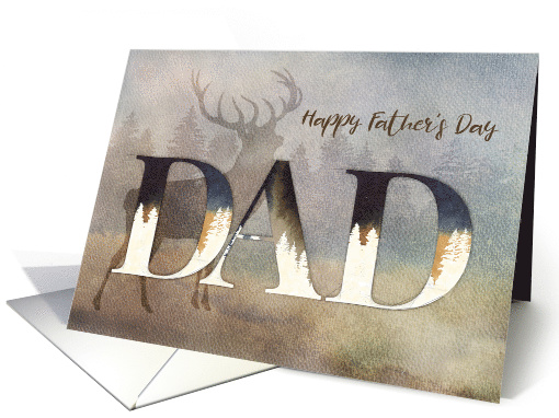 For Dad Rustic Watercolor with Deer and Forest card (1569470)