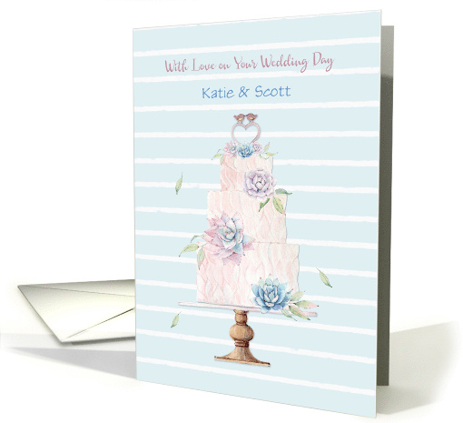 Customize Wedding Congratulations Cake with Succulent Decor card