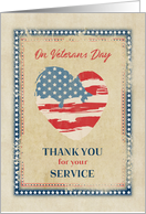 Aged, Distressed Vintage Look Veterans Day Thank You with Flag card