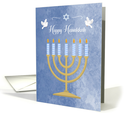Hanukkah with Menorah and White Doves card (1583788)