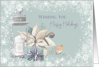 Happy Holidays Cozy with Bird and Snowflake Border card