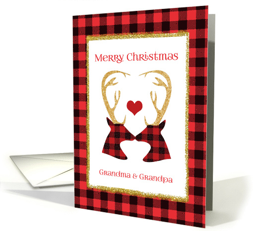Christmas For Grandma & Grandpa Red Buffalo Plaid with Deer card