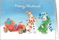 Merry Christmas Snow Pals Winter Scene card