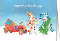 Season’s Greetings Snow Pals Winter Scene card