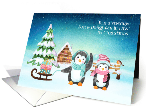 For Son & Daughter in Law Christmas Winter Penguins card (1587188)