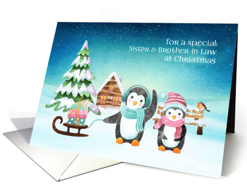 For Sister and Brother in Law Christmas Winter Penguins card (1587190)