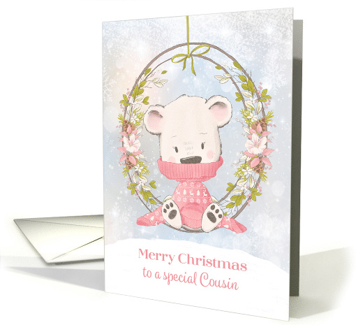For Cousin Sweet Winter Bear with Wreath card (1588646)