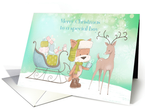 For a Special Boy Winter Fox with Sled and Reindeer card (1589768)