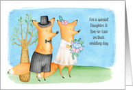 For Daughter and Son-in-Law Whimsical Wedding Day Foxes card