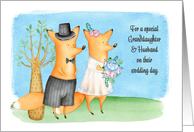 For Granddaughter & Husband Whimsical Wedding Day Foxes card